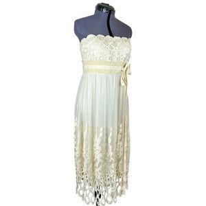 $550 NWT VIVIENNE TAM Silk Champagne Lace Velvet Dress Formal Party 6 S Small